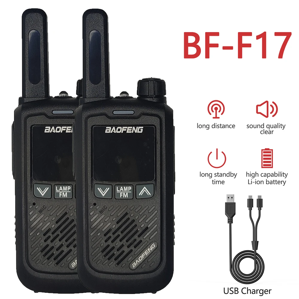 2pcs Baofeng Pofung T17 Mini Walkie Talkie Portable Two way Radio USB Charging Radio for Hunting Hotel BF-888S BF-C9