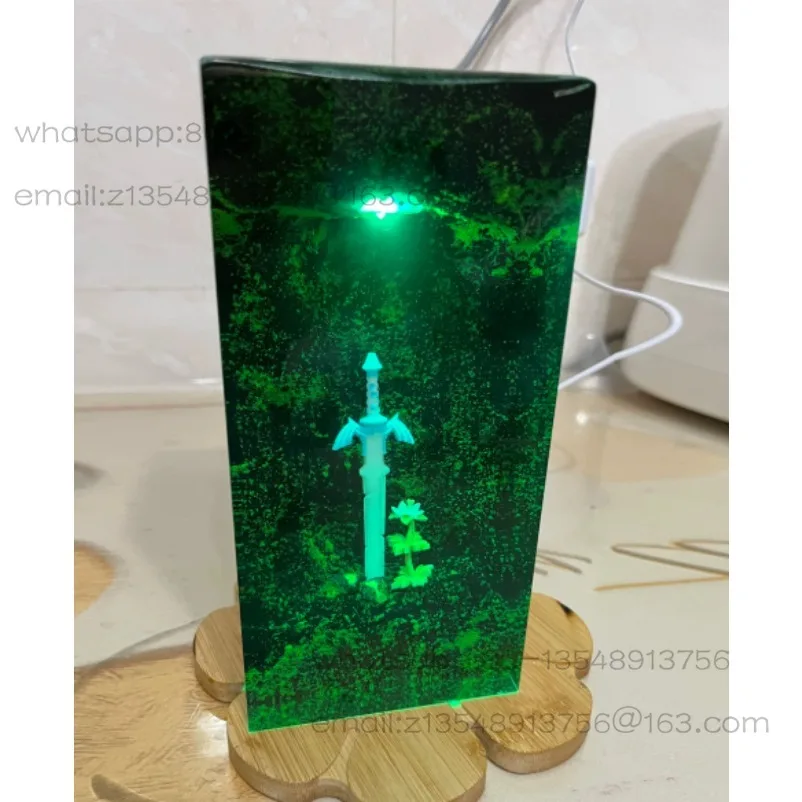 Master's Sword Silent Princess Flower Bedside Night Light Resin Wood Light Helia Statue Game Gift Ornament