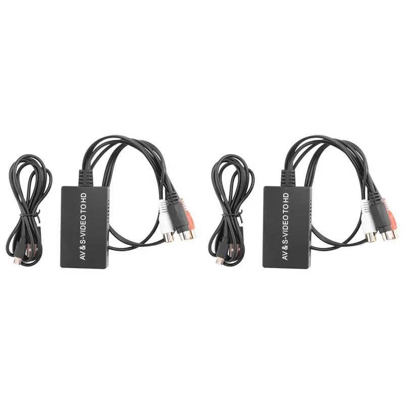 AA08-2X S-Video To Converter S-Video And 3RCA CVBS Composite To Audio Video Converter Support 1080P 720P