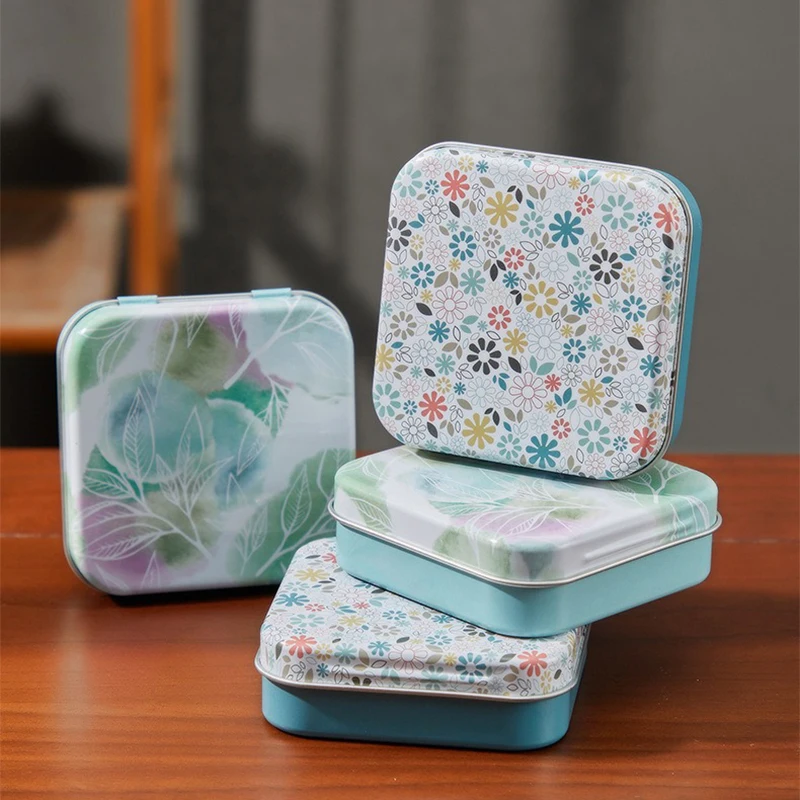 Маленькая металлическая жестяная коробка с крышкой, контейнер для конфетного чая, железная коробка, футляр для хранения ювелирных изделий, органайзер для макияжа, мини-таблетка, подарочная коробка для ювелирных изделий