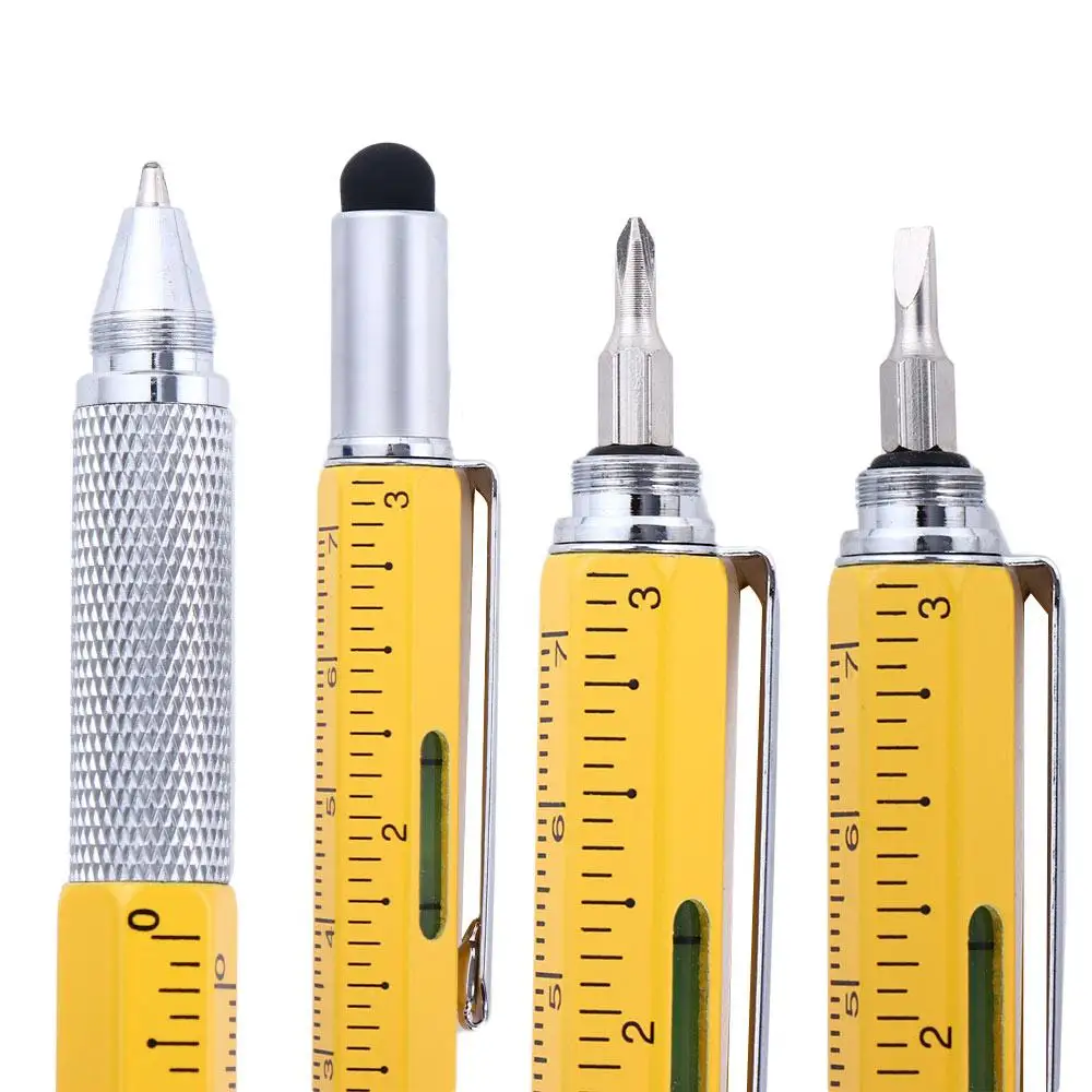 Phone Touch Screen Pen Tool Level Meter With Scale Capaciative pen Ballpoint Pen Flat-blade Screwdriver Cross Screwdriver