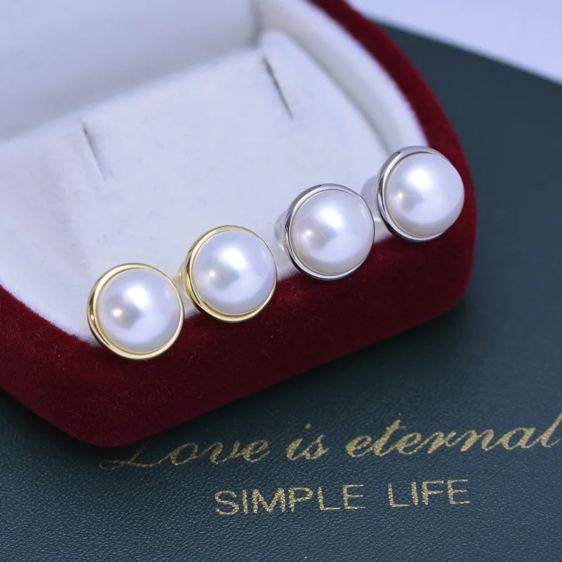 

ED104 Lefei Fashion Classic Luxury 10-11mm Strong Luster Few Flaw Freshwater Mapei Pearl Earring For Women 925 Silver Charm Gift