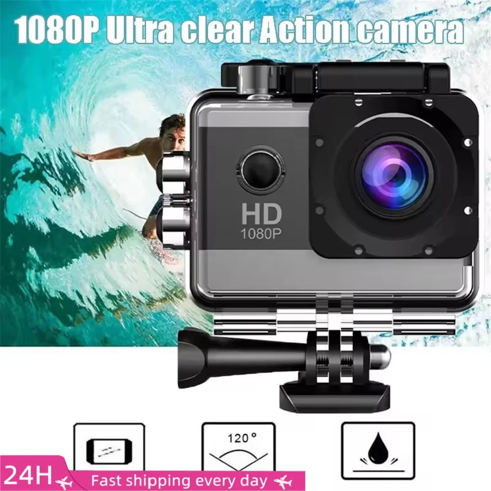 Экшн-камера 1080P/30 кадров в секунду 2.0 с экраном IPS 170 °   Подводный водонепроницаемый шлем, запись видео, спортивные камеры, уличная цифровая камера