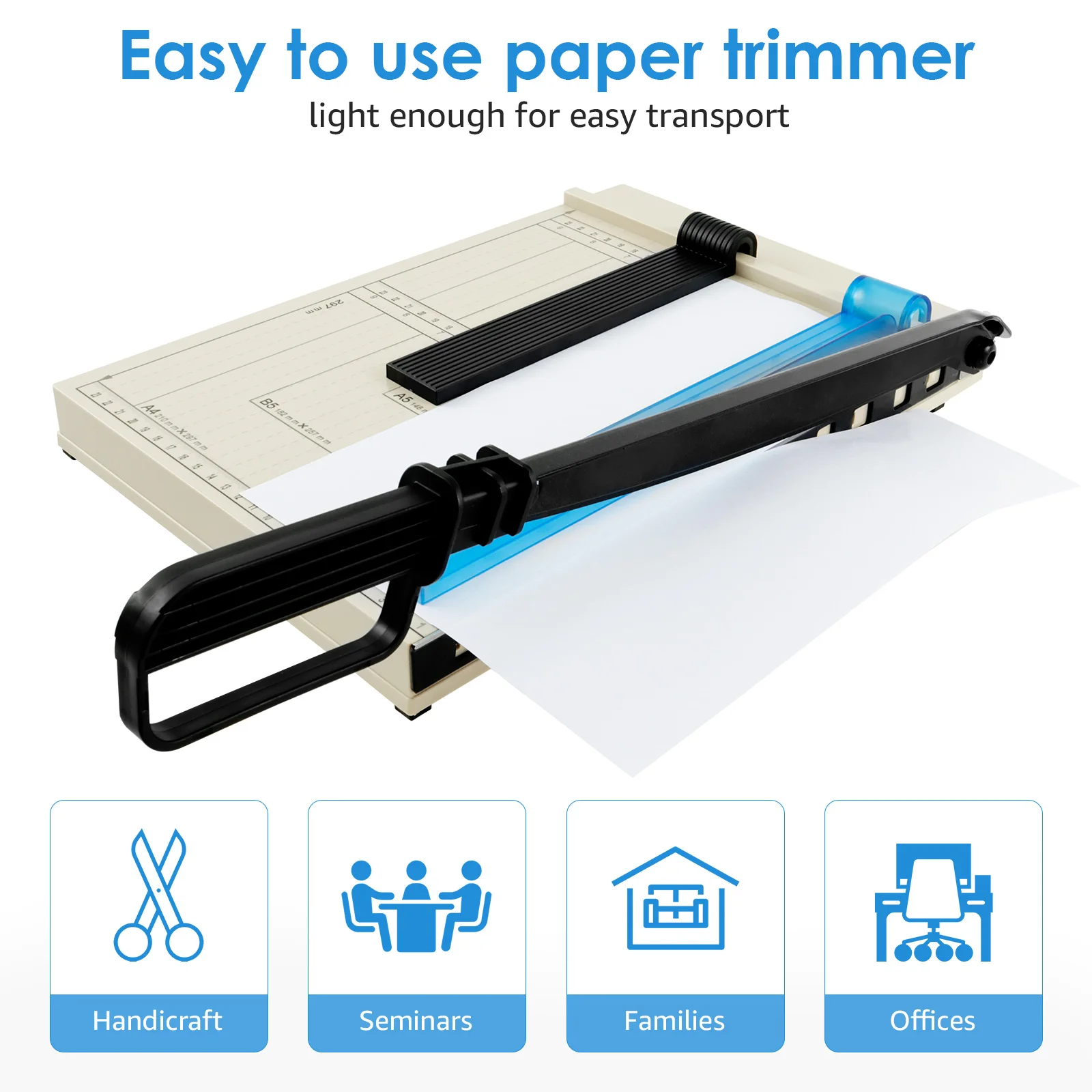 Guillotine Paper Cutter with Safety Guard and Blade Lock Accurate Cutting Paper Slicer 12 Sheets Capacity Paper Cutter For DIY