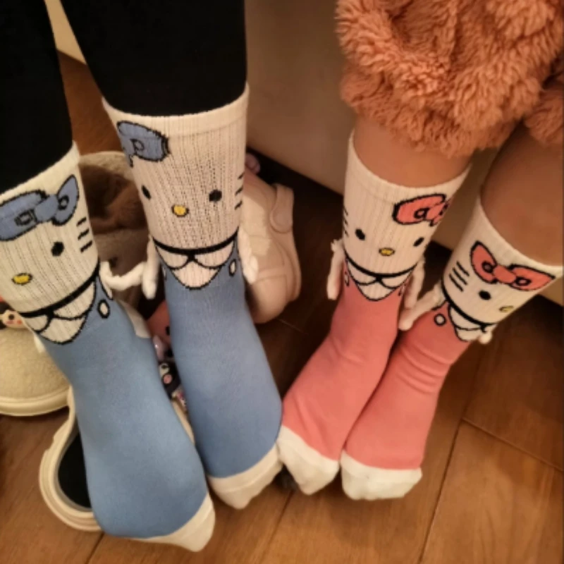 

Cartoon Socks Kitty Magnetic Tube Japanese Cute Socks Ins Hand in Hand Cotton Socks To Send Girlfriends Spoof Fun.