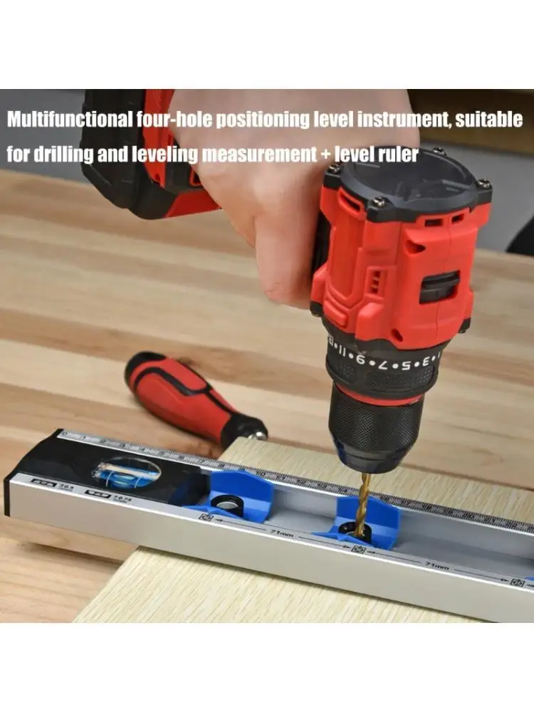 652F Hole Position Level Ruler 2 in 1 Level and Drill Guide for Carpentry and Renovation Tasks Punching Measurement Tool