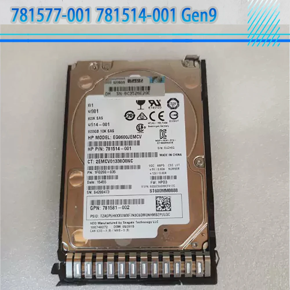 

781577-001 781514-001 600GB SAS 2.5'' 10K 12G Gen9 HDD For HP