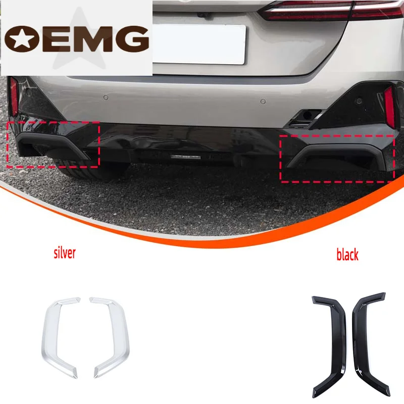 For 24+ BMW 5 Series/G60 (Imported Version) Tail Throat Decorative Frame Exhaust Hole Decorative stickers Silver (Sport Version)