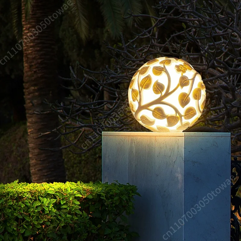 IP65 Waterproof Outdoor Solar Bollard Light With Artificial Stone Finish 3000K Color Temperature For Garden Wall Pillar Lighting