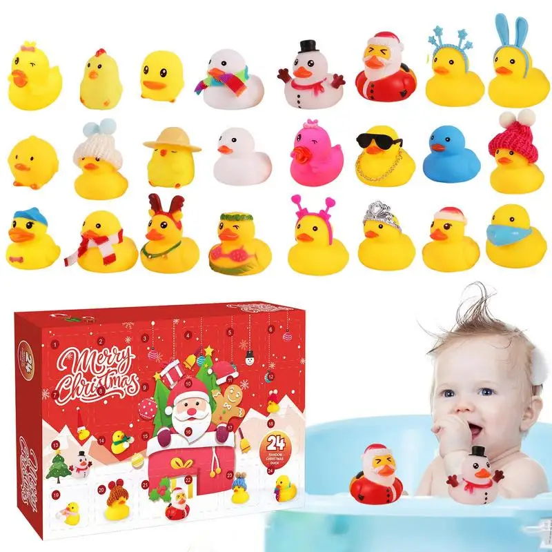 Merry Christmas Party Favors Rubber Ducks Assorted Shower Duck Xmas Ornaments Toy for Kids 2025 New Year Gifts Noel Navidad