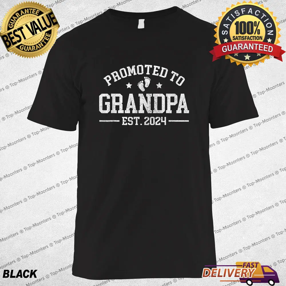 Promoted to Grandpa est. 2024 Tee Gift, Grandparents Baby Announcement T-Shirt