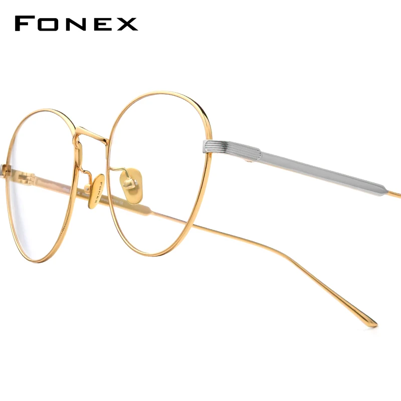 

FONEX Titanium Glasses Frame Women Brand Design Retro Round Eyeglasses Men Japanese Ultralight-Weight High Quality Eyewear 85683