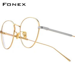 FONEX Titanium Glasses Frame Women Brand Design Retro Round Eyeglasses Men Japanese Ultralight-Weight High Quality Eyewear 85683