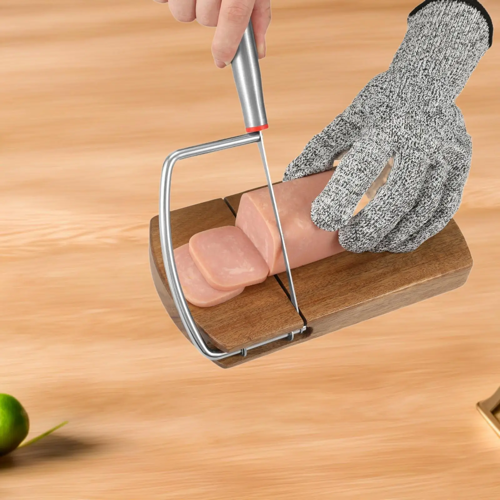 Acacia Wood Cheese Slicer Utility Cheese Cutter for Block Cheese Ham Sausage