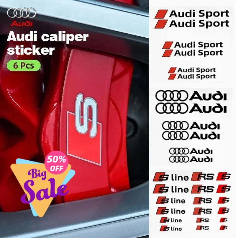 Car Brake Caliper Sticker Heat Resistant Decals Auto Accessories For Audi Sline A1 A3 A4 A5 A6 A7 A8 Q2 Q3 Q5 Q7 Q8 TT S1 S3 RS5