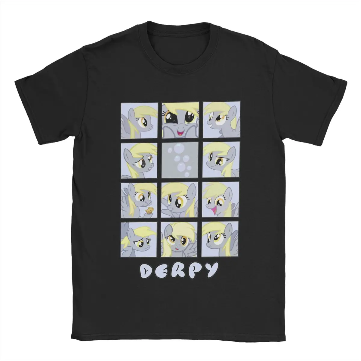 Faces Of Derpy Hooves Muffins T-Shirt for Men Mlp Awesome Pure Cotton Tee Shirt Short Sleeve T Shirts Printing Clothes