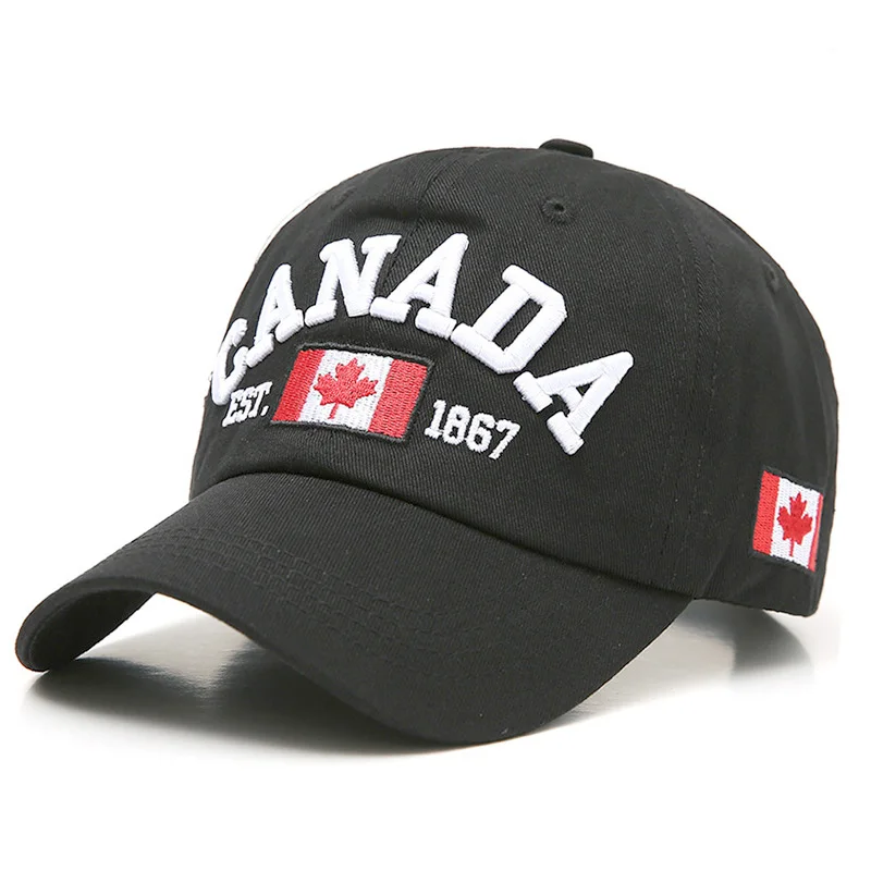 Pure Cotton Embroidered Maple Leaf Letter Canada Baseball Cap for Men and Women Couples Outdoor Versatile Duckbill Hat