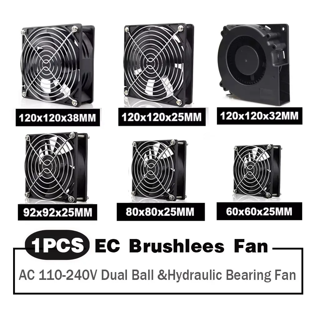 Ventilador axial ce 60mm 80mm 90mm 120mm bola sem escova refrigerador ac 110v 120v 220v 230v 240v ventilador para caixa de computador 6025 8025 9225 12038