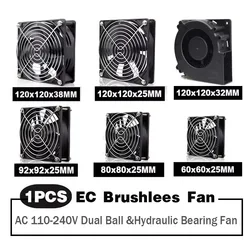 EC eksenel fan 60mm 80mm 90mm 120mm top fırçasız fan soğutucu AC 110V 120V 220V 230V 240V bilgisayar kasası fanı 6025 8025 9225 12038