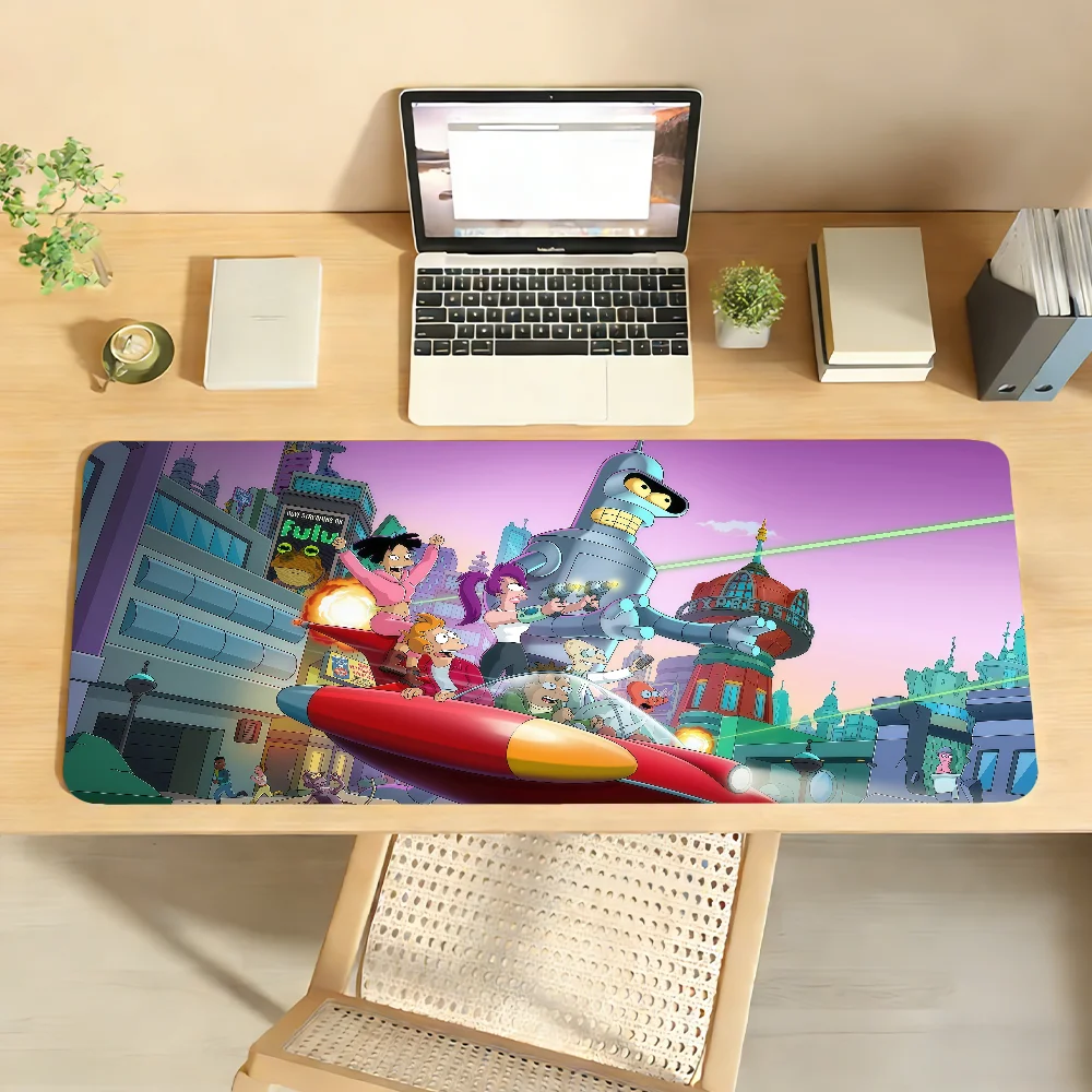 Cartoon F-FuturamasS Mauspad, rutschfeste Schreibtischunterlage, PC-Laptop-Zubehör, Büro-Tastatur, große Gamer-Dekoration