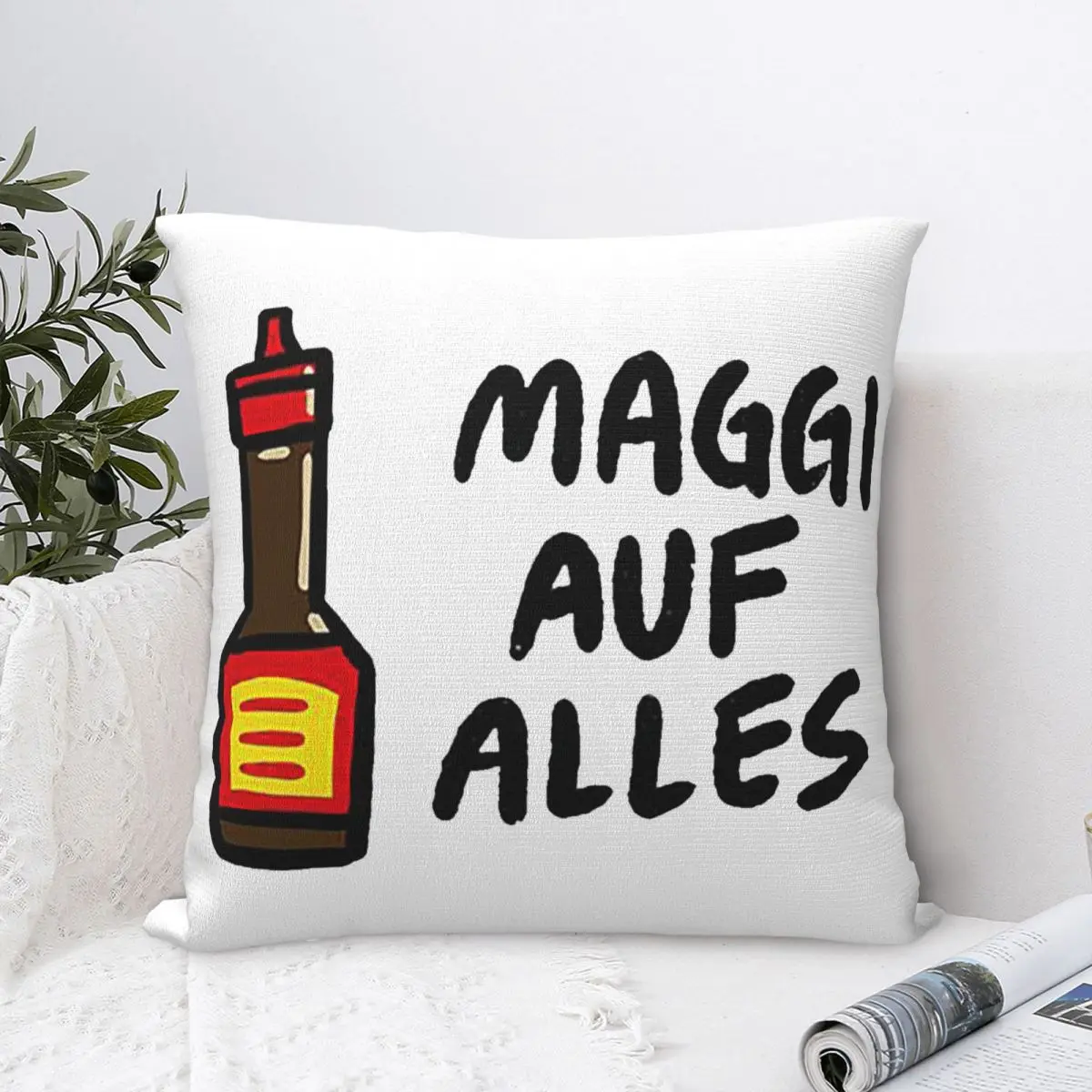 Maggi Auf Alles (الألمانية الألمانية) غطاء وسادة مربع وسادة بسحاب ديكور مريح رمي وسادة لغرفة المعيشة المنزلية