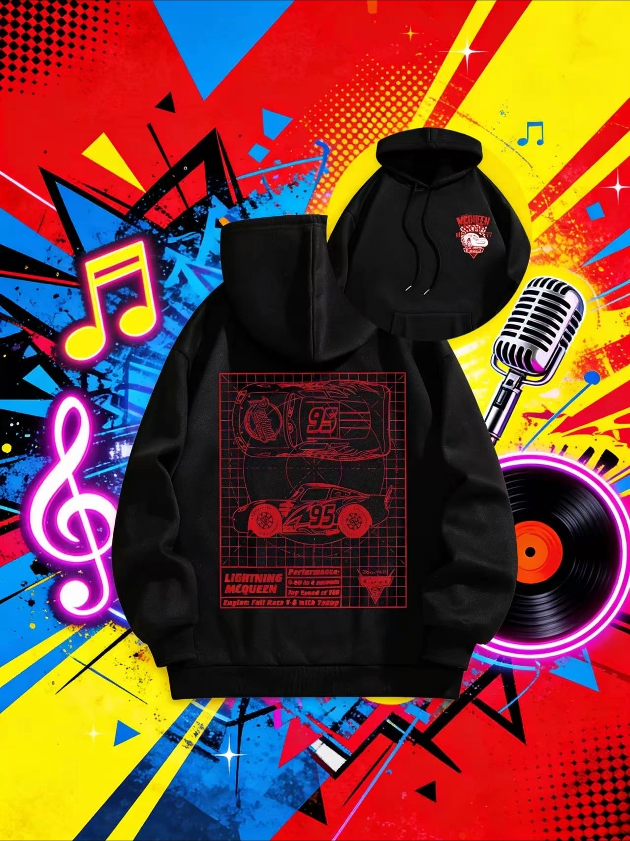 

Официальная толстовка с капюшоном Disney's Lightning McQueen, повседневный пуловер, мужская и женская модная повседневная толстовка с капюшоном на осень и зиму