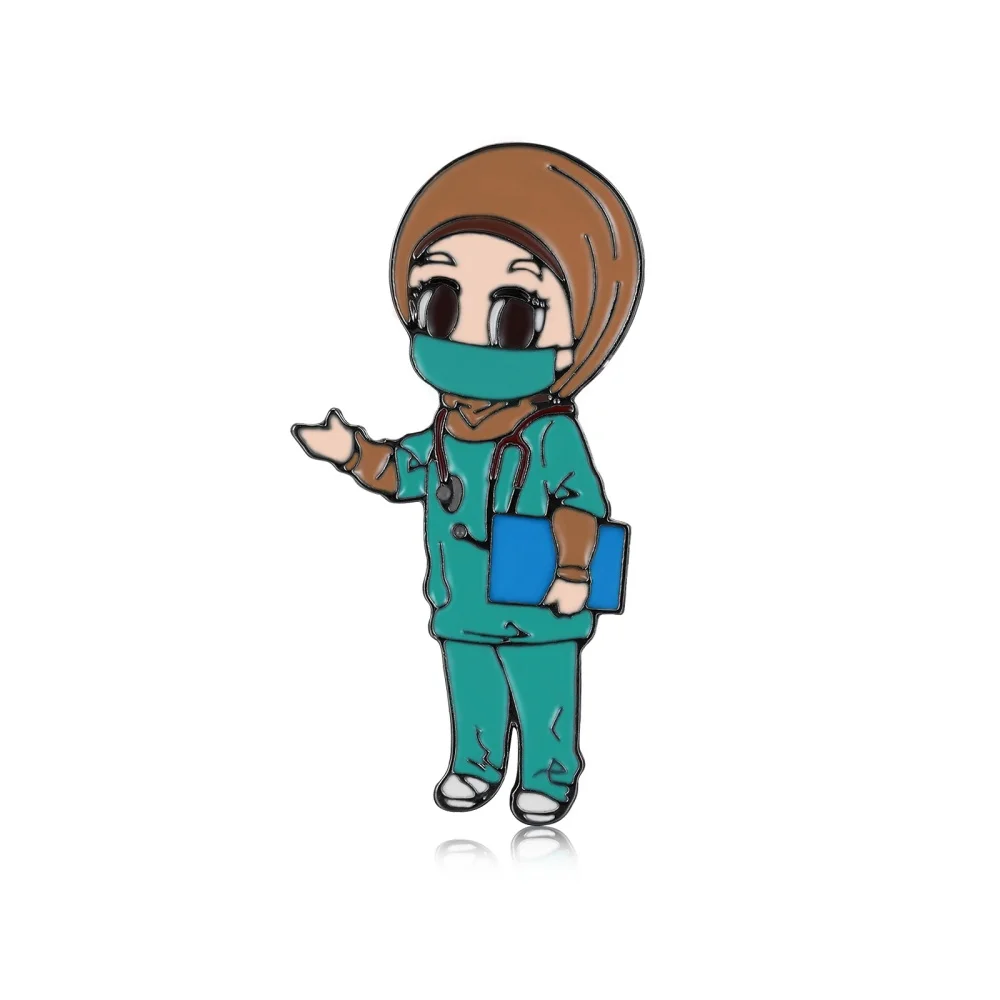 Catuni Cute Medical Nurse Enamel Brooch Pins Nursing Lapel Lanyard Coat Bag Badge Jewelry Gift for Women Student Colleagues