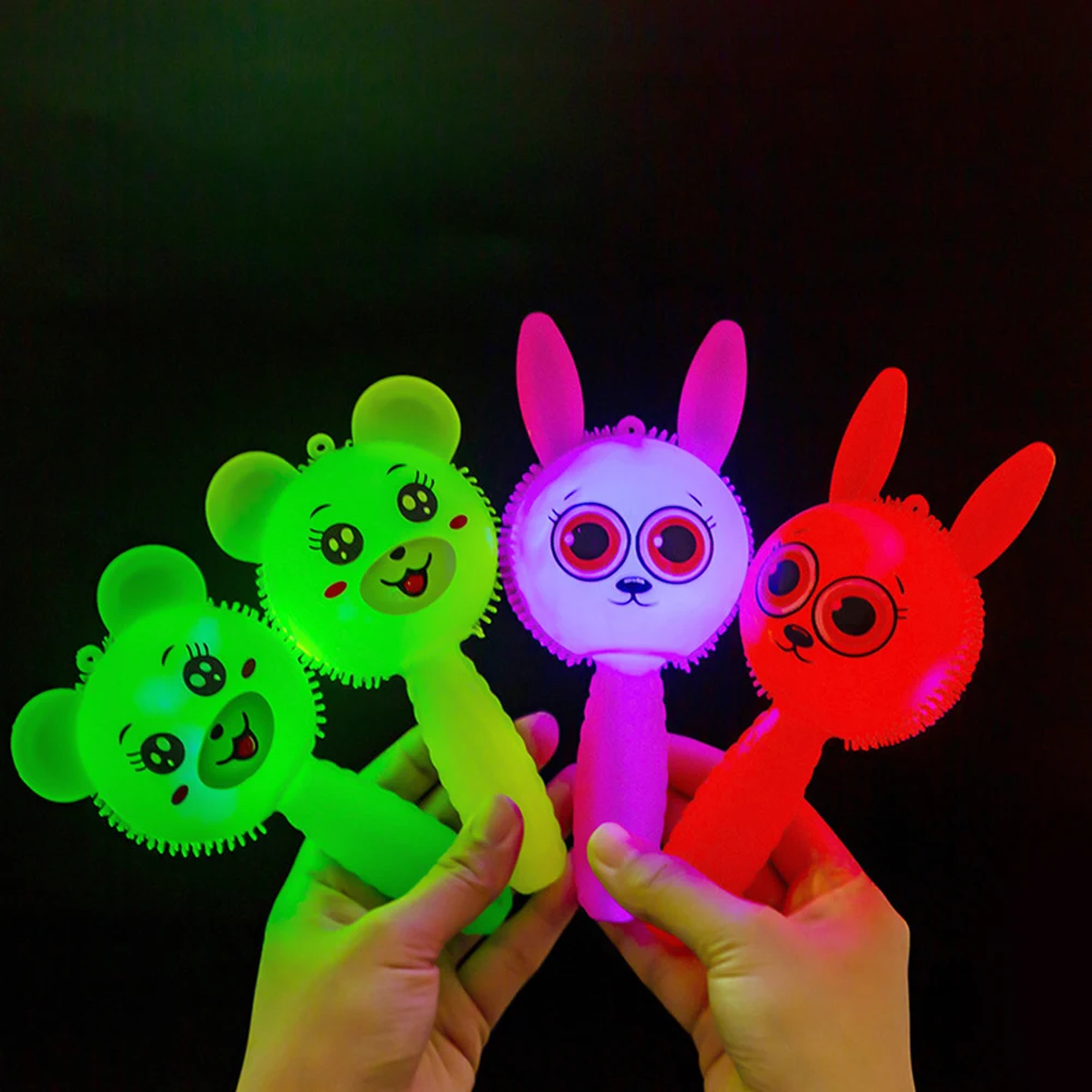 Children's Flashing Animal Toy Soft Squeeze Stress Relief Toys Baby Toys Animal Rattle Stick Adorable Flashing Light Stick