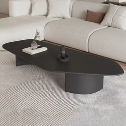 Mesa Auxiliar de centro de diseño moderno para el hogar, mueble nórdico de mármol bajo Irregular, color negro, para Hotel y Apartamento