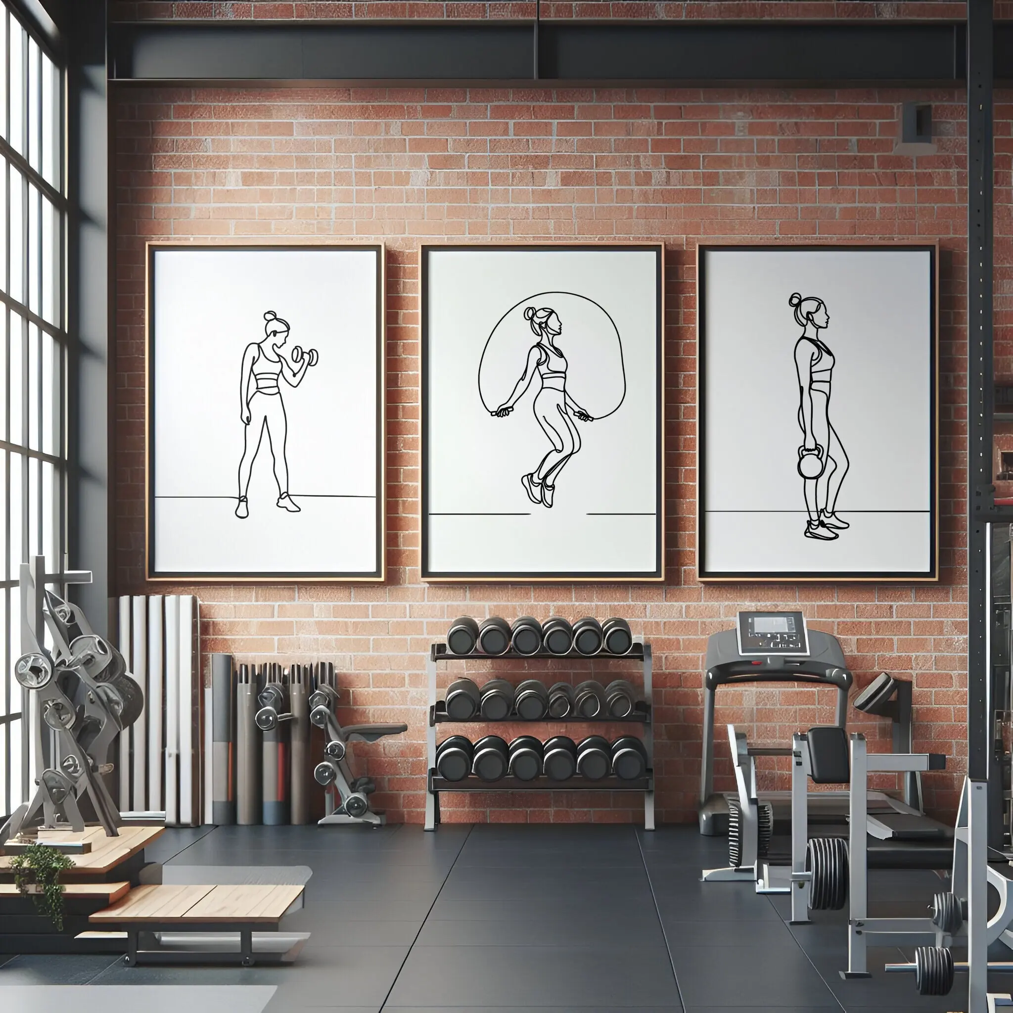 3pcs Fitness Girl Athlete Art  - Yoga Fitness Studio recension och pris