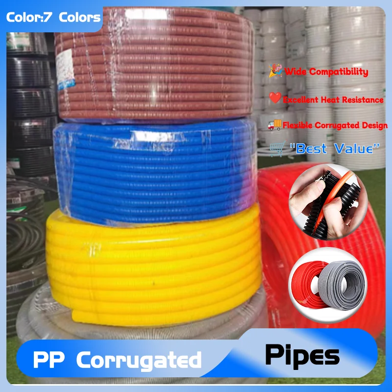 

PP Corrugated Pipe Cable Protector 7.5mm ~ 34.5mm Plastic Insulated Tube Heat Resistant Protective Sleeve Car Wire Harness Shell