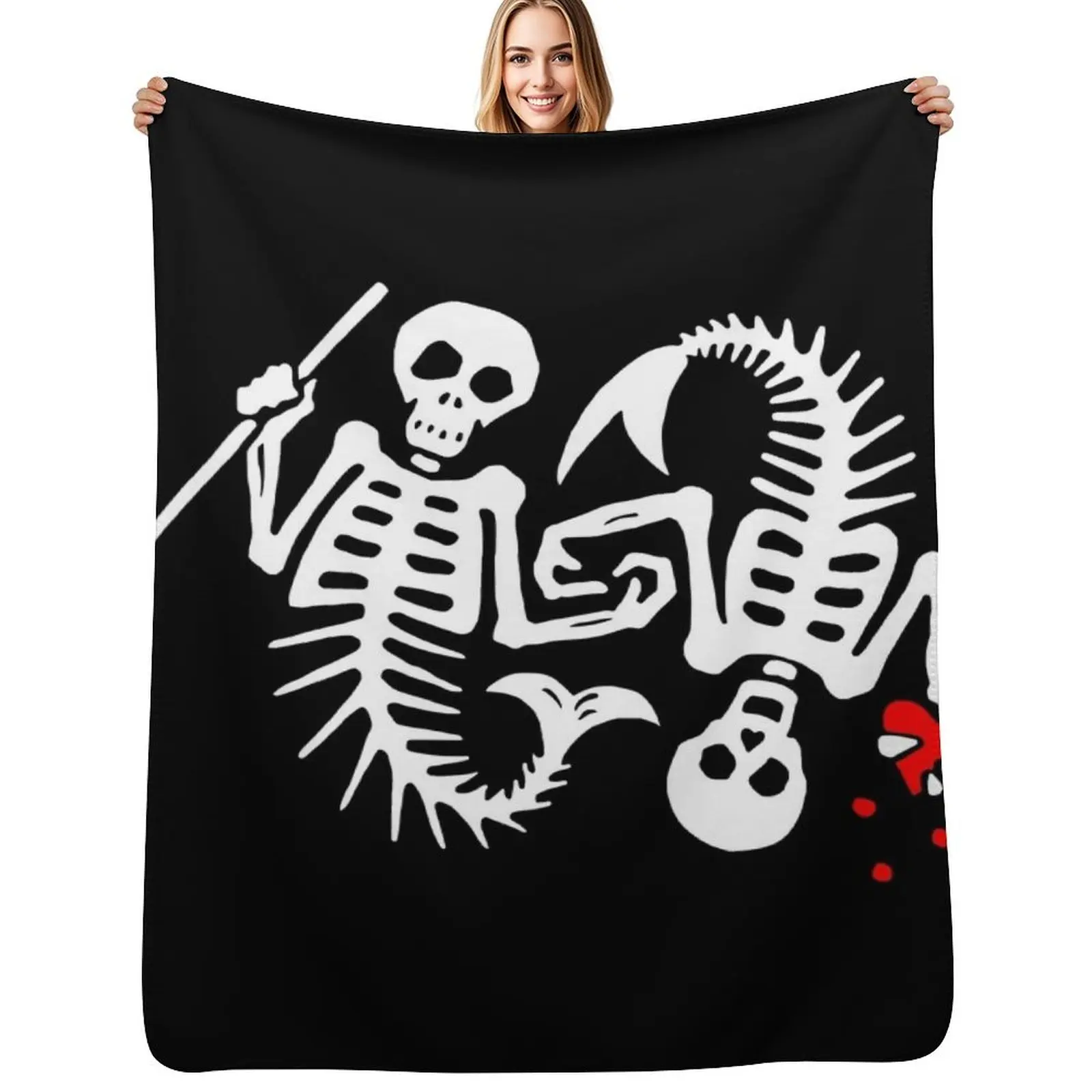 

Our Flag Means Death [OFMD] s2 Skeleton Mermaids Logo Throw Blanket Warm Accent Blanket for Living Room Decoration