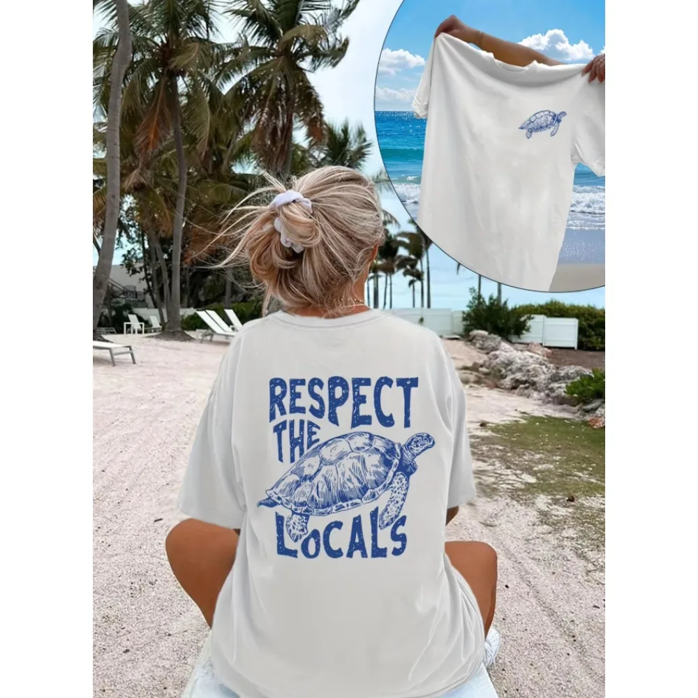 Summer Beach Call of The Sea Theme Respect Local Beach Sea Turtle Fashion Beach Ocean Vibe Sea Life Reversible Save The Turtles