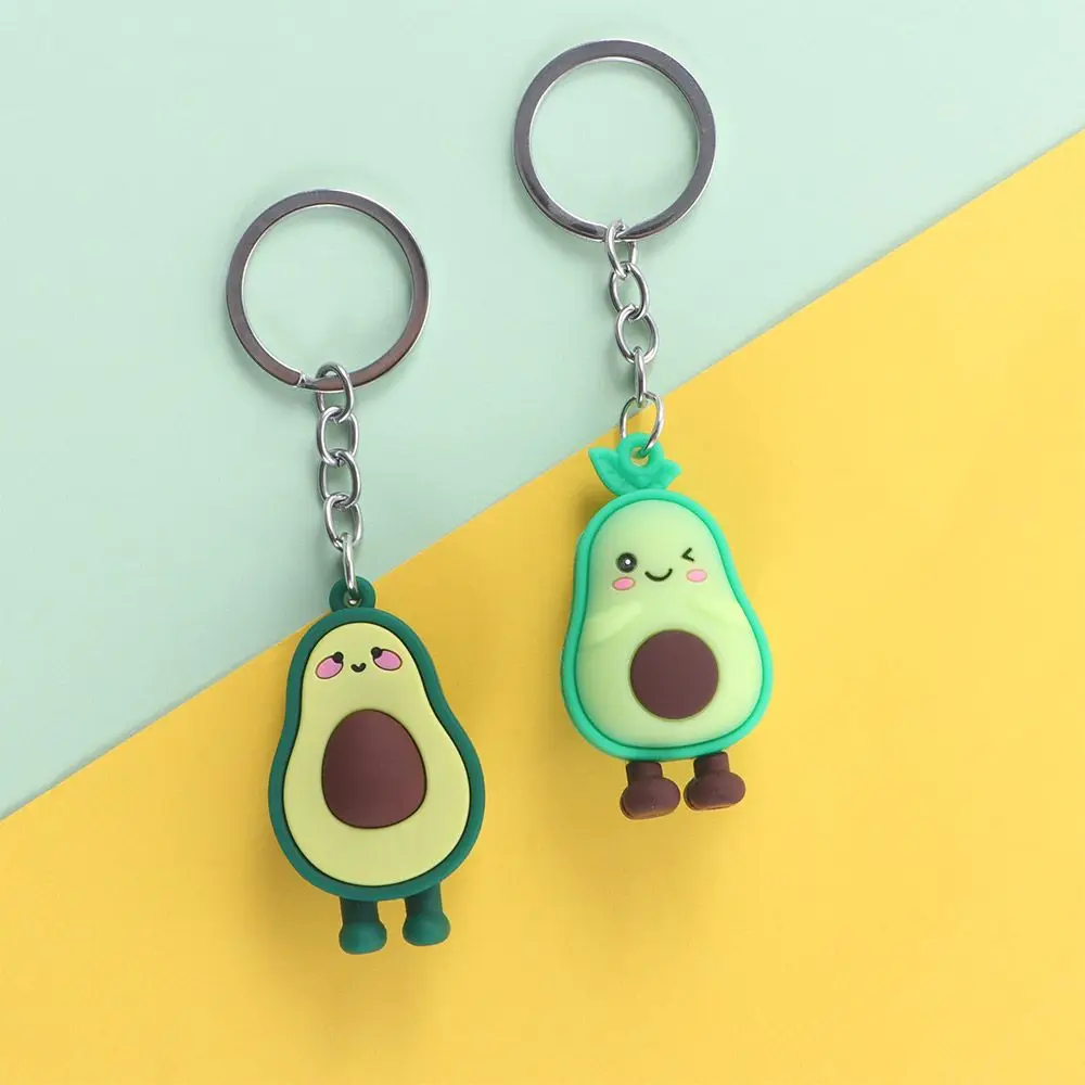 Man Women Fashion Doll Key Ring Couple Key Rings Bag Pendant 3D Keychain Avocado Keychain Smiling Avocado Simulated Fruit