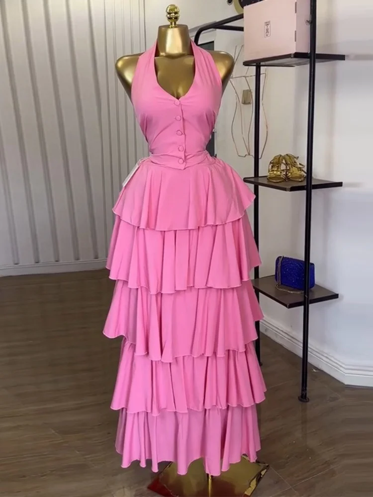 Wmstar Two Piece Set Women Wholesale of Sweet Fresh Halter Vest High Waisted Cake Skirt for The Summer of 2025 Vacation Outfit