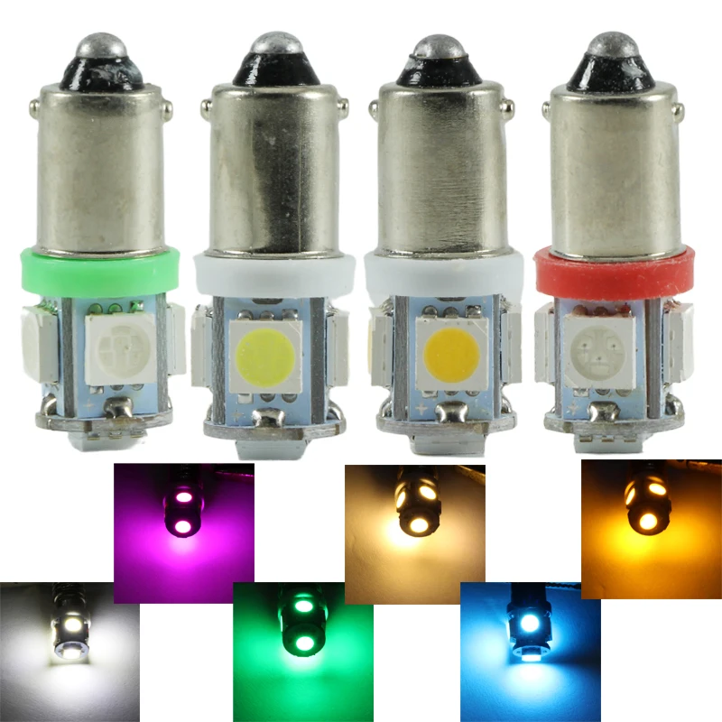 Mini BA9S T4W LED Car Interior Bulb 6V 12V 24V 1W Auto Dome License Plate Light Bus Door Festoon Reading Side Marker Lamp 12 V