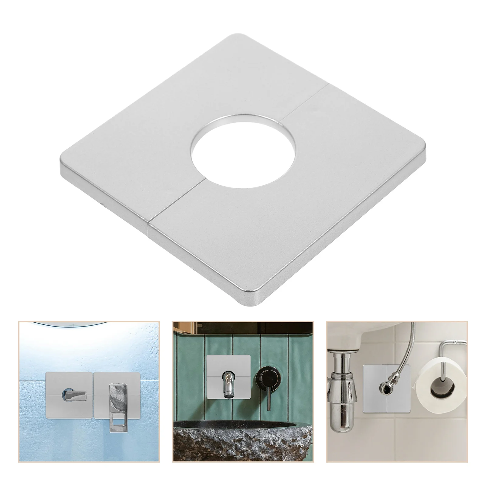 

2pcs Square Water Pipe Cover Self-Adhesive Abs Flange For Bathroom Shower Faucet Kitchen Sink Hole Protection Pipe Connection