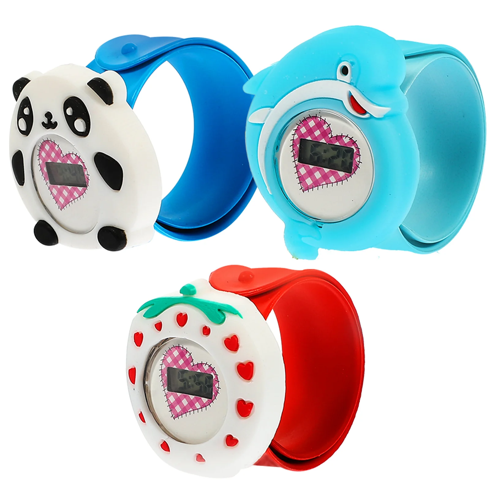 

3 шт., часы с силиконовым ремешком, детские наручные часы с мультяшным узором, милые детские часы для обучения времени, прозрачные арабские цифры
