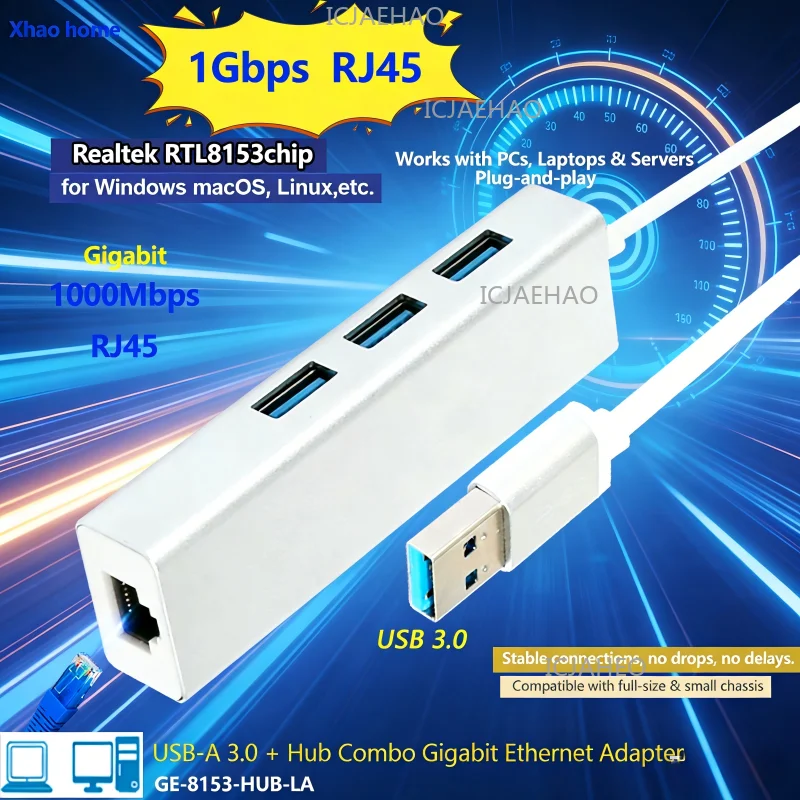 

1000Mbps USB Ethernet Adapter 1G USB3.0 Network Card Internet Adapter for Laptop PC Windows Mac OS USB-A