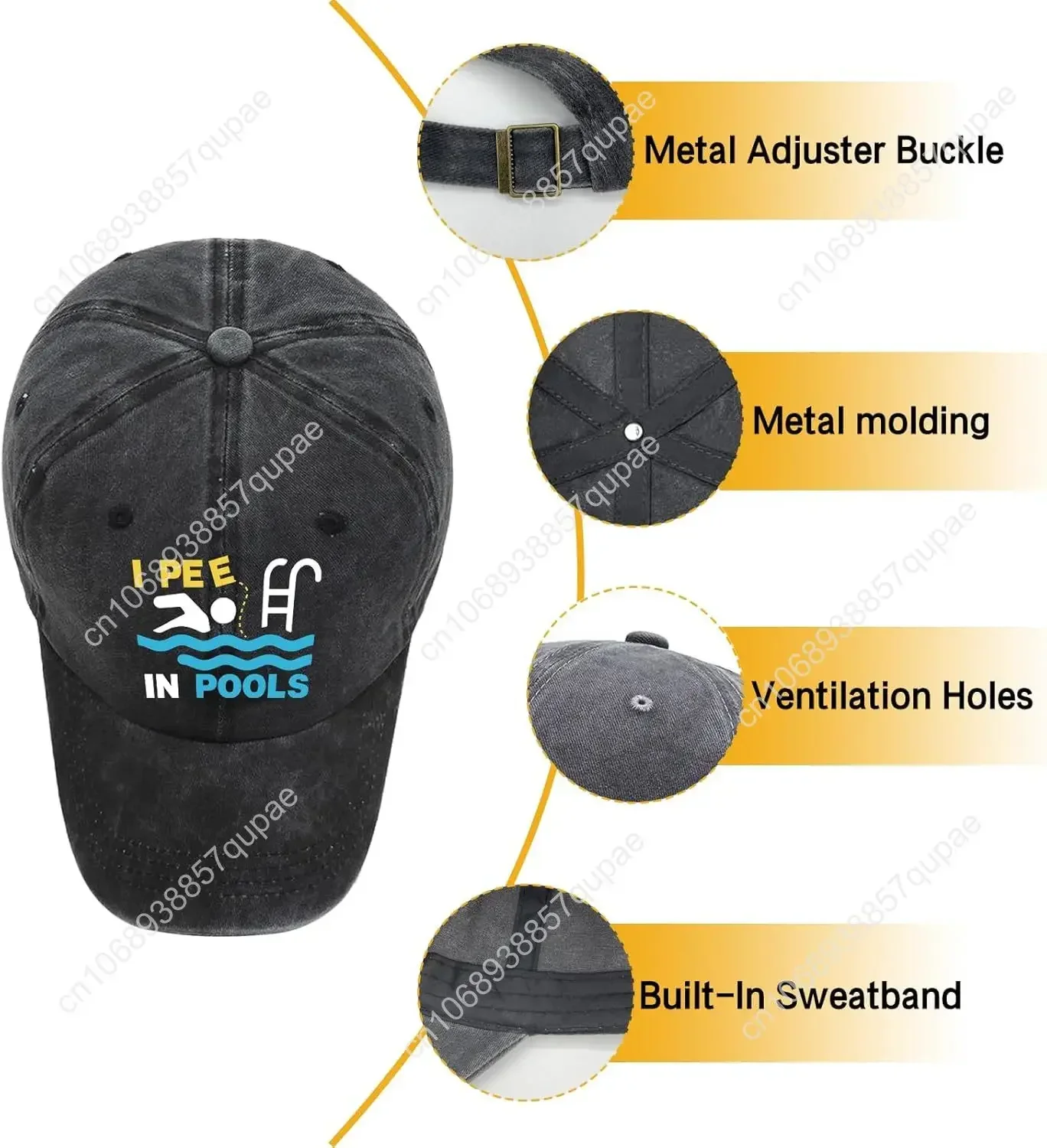 I Peed in The Pool, Funny Baseball Caps, Funny Hats, Funny Beach Hats, Summer Outdoor Sports Sun Hats, Adjustable Cotton Basebal