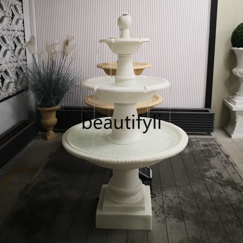 

Large-scale flowing water ornament garden fish pond landscaping European style, solar wishing pond, fiberglass sandstone
