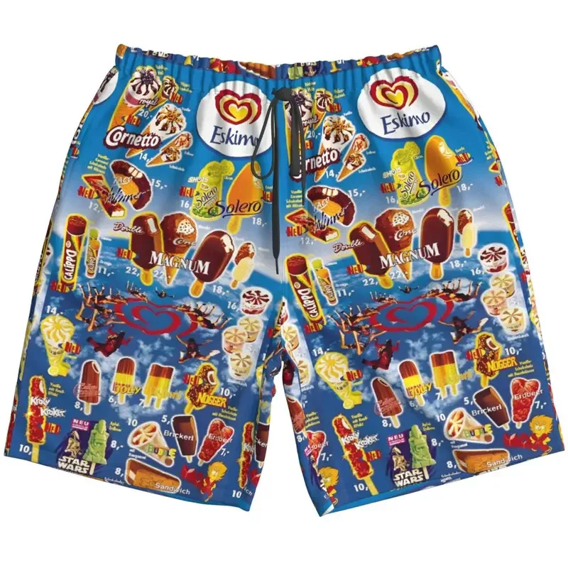 Chocolate Icecream Graphic Beach Shorts Hawaii Sport Beach Short Pant Men Frozen Ice Lolly Cornet Ice Cream Unisex Short pants