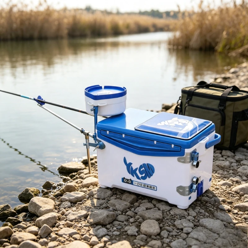 Fishing Tackle Box Plastic Storage Large Capacity Portable Outdoor Seat Durable Lightweight Multifunctional Organizer for Camp
