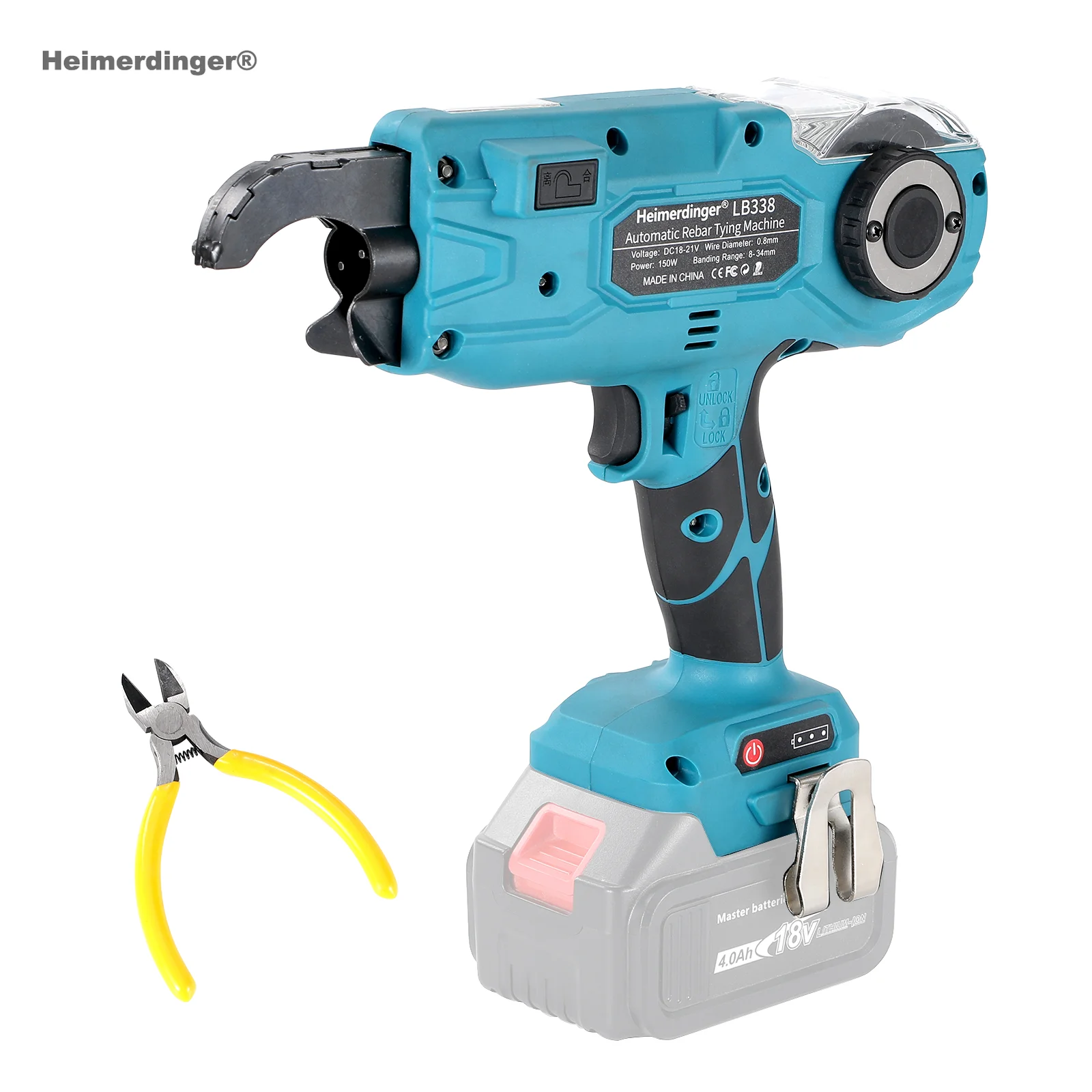 Heimerdinger 18V Rebar Tier Tying Binding Machine Automatic Rebar Tying Wire Rebar Binding Machine, Multi-position, No battery