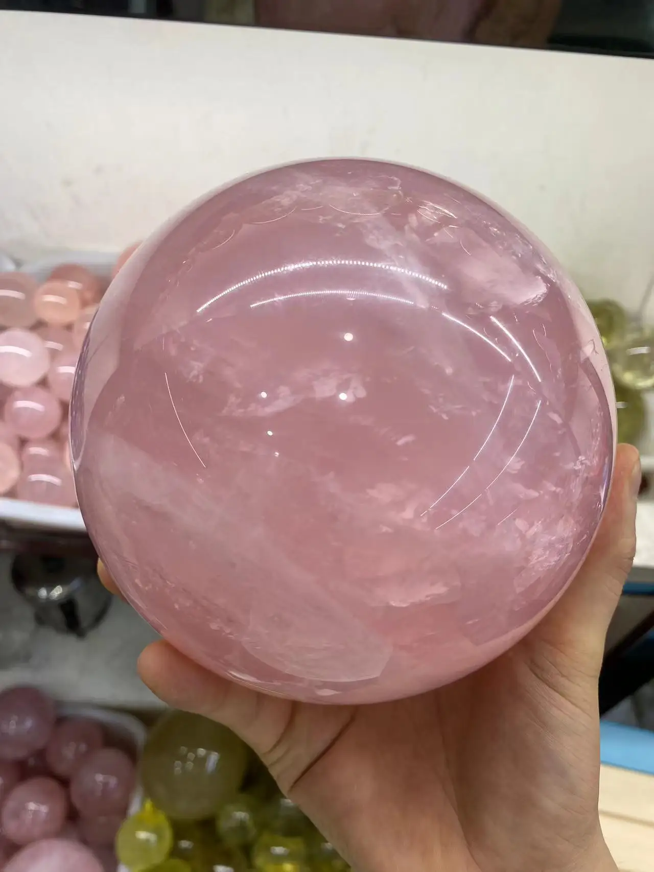 Beautiful Large High Quality Natural Rose Crystal Ball Reiki Healing