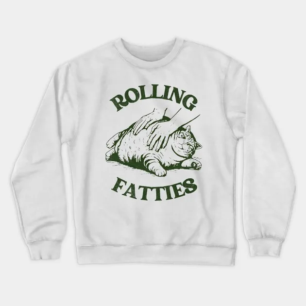 

Толстовка с милым толстым котом в осенне-зимнем стиле, графика «Rolling Fatties Cat» для модного образа