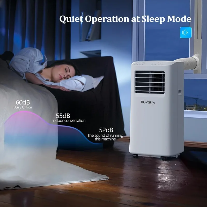 ROVSUN WiFi Diaktifkan AC Portabel Cerdas 8000 BTU, Pendingin 3-in-1, Dehumidifier & Kipas, Unit AC Seluler Ruangan Bertenaga