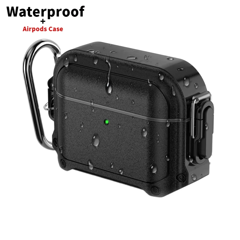 

Waterproof Airpods Pro 2/1 Case with Lock Air Pods 2nd 1st Generation 3 Case Cover Anti-lost Carabiner Rugged Tough Protection