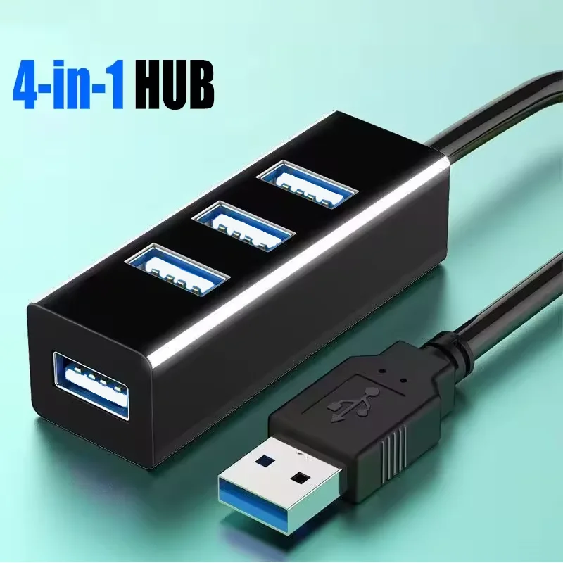 Hub USB متعدد المتوسع Hub USB Splitter محول الطاقة عالي السرعة 4 منافذ في واحد لملحقات جهاز الكمبيوتر الشخصي
