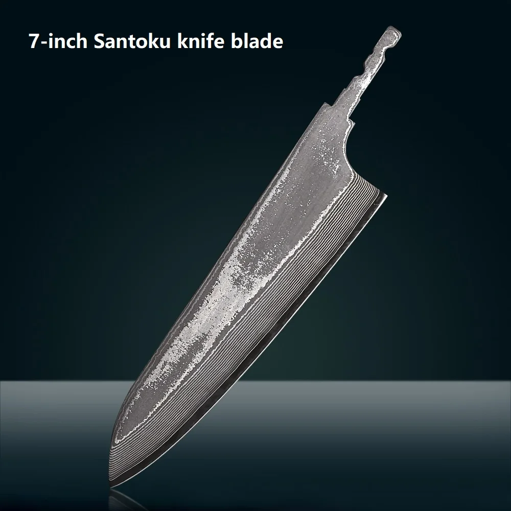 TURWHO DIY 67-lagiger Damaststahl Japanisches Küchenmesser Rohklinge Vollintegrierter Schaft Handgefertigte Scharfe Klingen Schmiedewerkzeuge